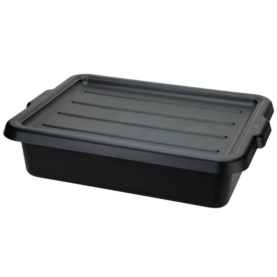 RW Clean Black Plastic Bus Tub - Easy Grip - 21 1/4" x 15 3/4" x 4 3/4" - 12 count box