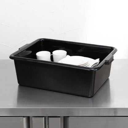 RW Clean Black Plastic Bus Tub - Deep, Easy Grip - 22" x 15 3/4" x 7" - 1 count box