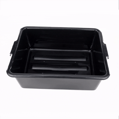 RW Clean Black Plastic Bus Tub - Deep, Easy Grip - 22" x 15 3/4" x 7" - 1 count box