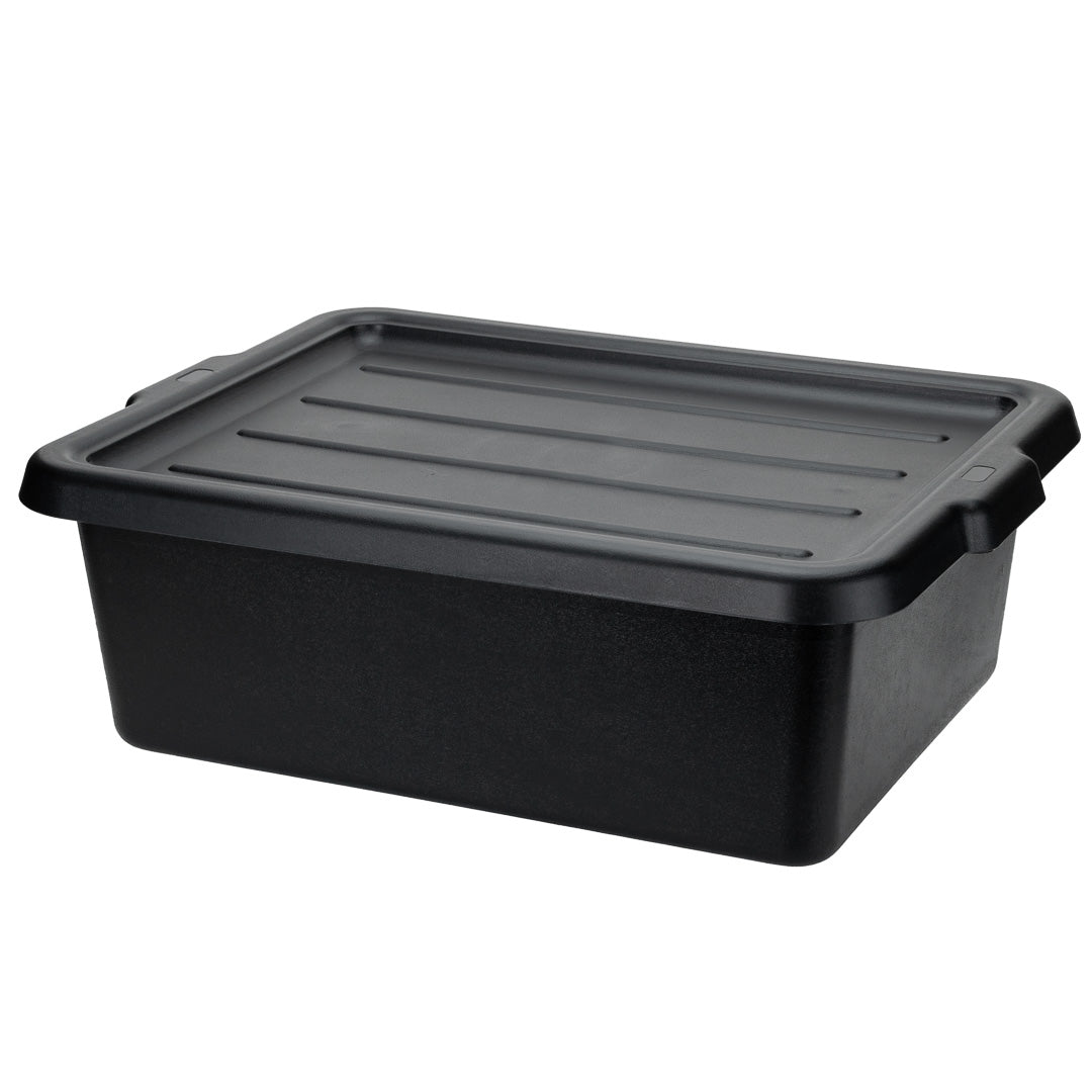 RW Clean Black Plastic Bus Tub - Deep, Easy Grip - 22" x 15 3/4" x 7" - 1 count box