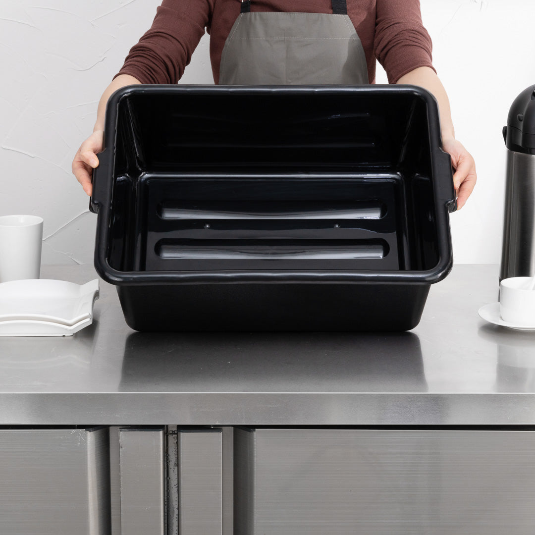 RW Clean Black Plastic Bus Tub - Deep, Easy Grip - 22" x 15 3/4" x 7" - 1 count box
