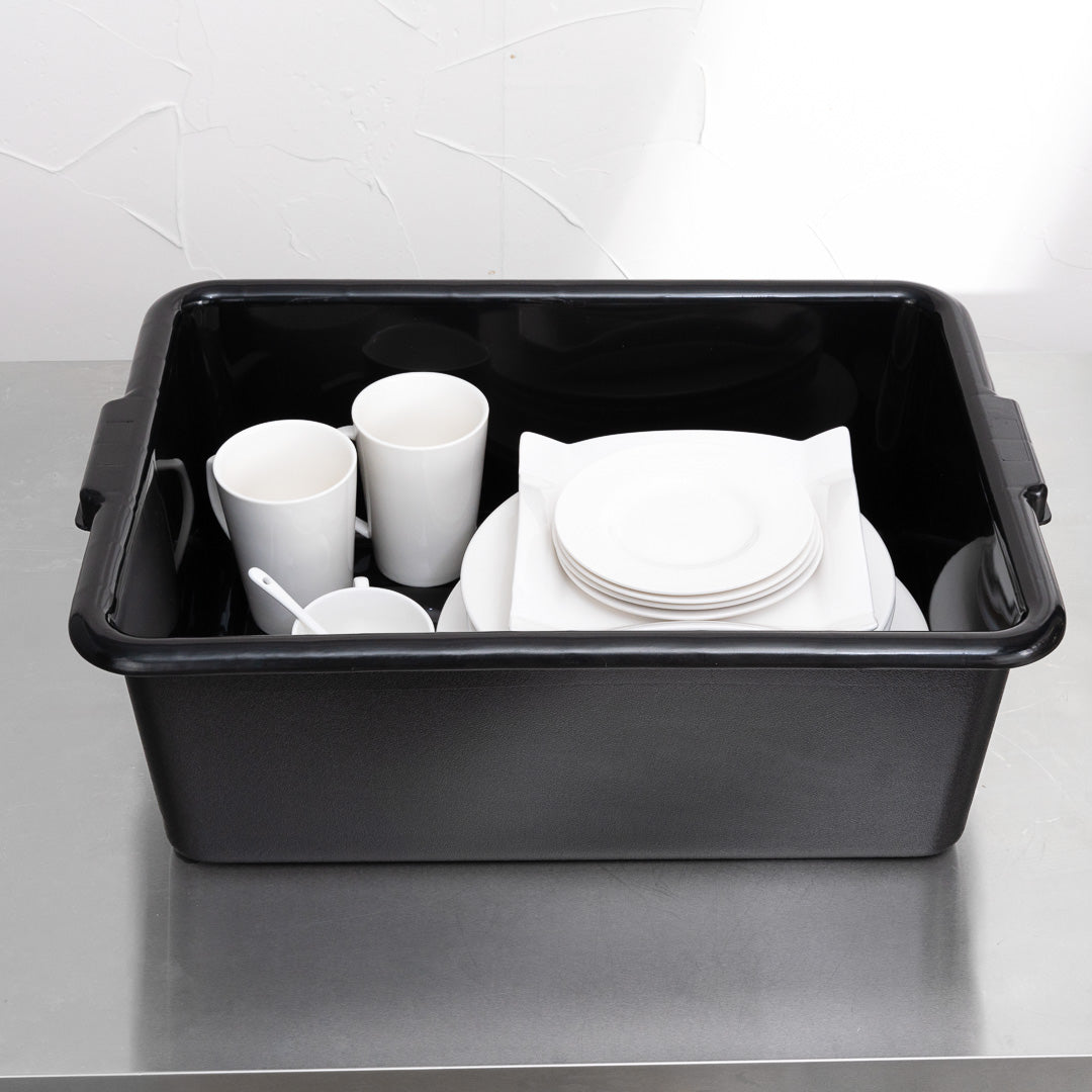 RW Clean Black Plastic Bus Tub - Deep, Easy Grip - 22" x 15 3/4" x 7" - 1 count box
