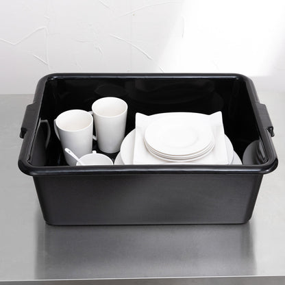 RW Clean Black Plastic Bus Tub - Deep, Easy Grip - 22" x 15 3/4" x 7" - 1 count box