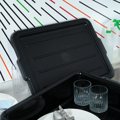 RW Clean Black Plastic Snap-On Lid - Fits Easy Grip Bus Tub - 23 1/4" x 17" x 1" - 1 count box