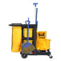 RW Clean Black Plastic Heavy-Duty Janitor Cart - 3 Shelves, 20 gal Nylon Bag, Hinged Lid - 44 1/4" x 20" x 37 3/4" - 1 count box