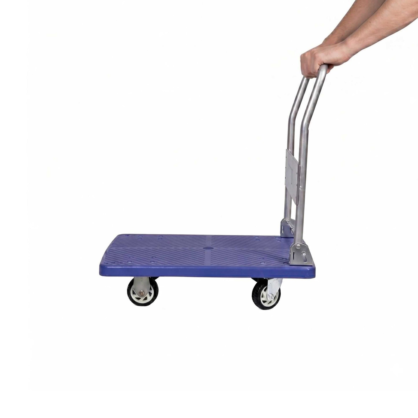 RW Clean Blue Plastic Small Folding Platform Cart - 660 lb Capacity - 31 1/2" x 21" x 32 3/4" - 1 count box