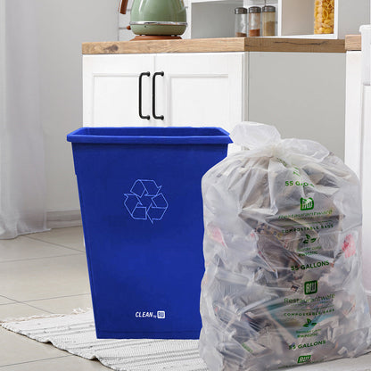 RW Clean 23 gal Blue Plastic Slim Trash Can - 20" x 11" x 30" - 1 count box