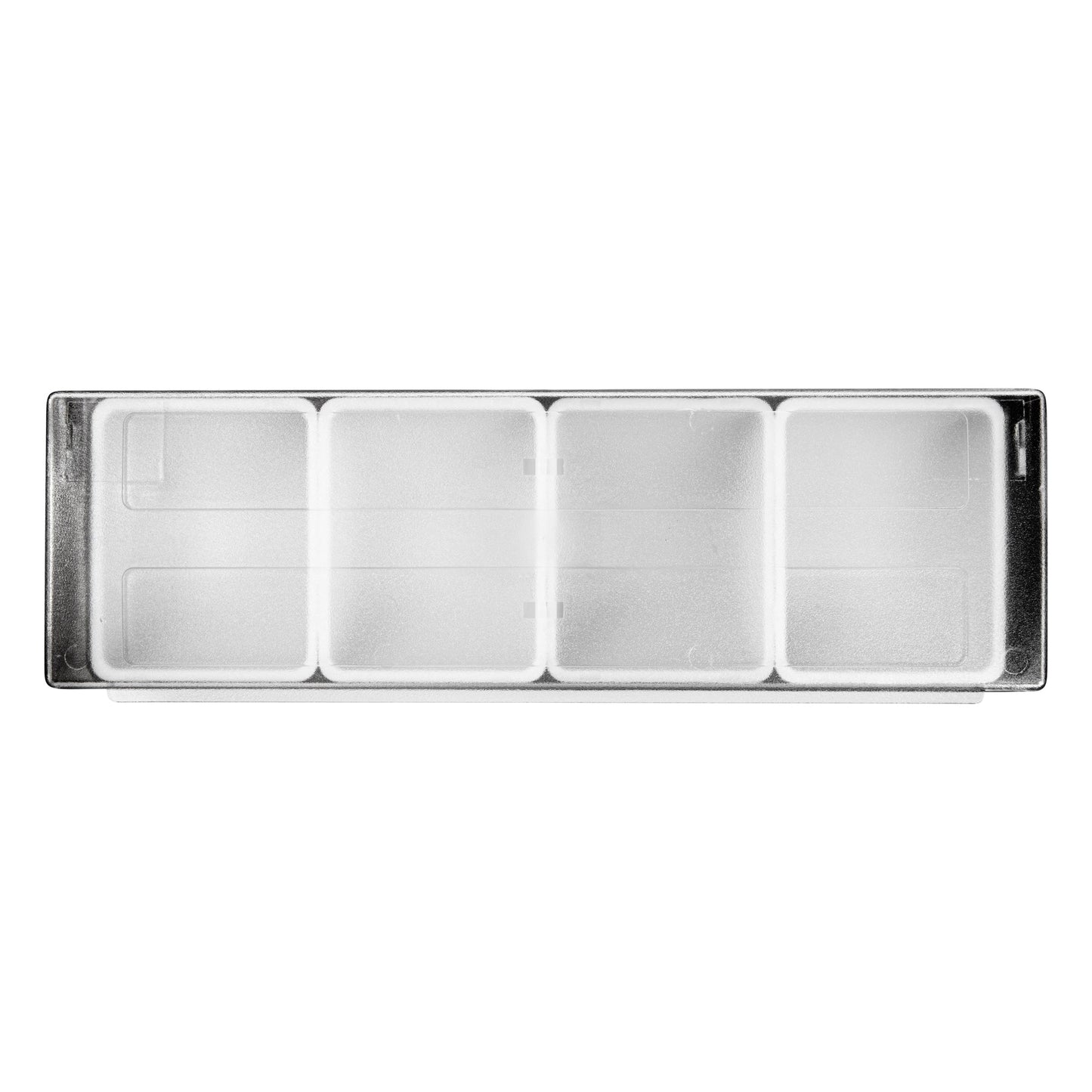 Bar Lux Black Plastic Condiment Caddy - 4 Compartments - 19 1/2" x 6 1/4" x 3 3/4" - 1 count box