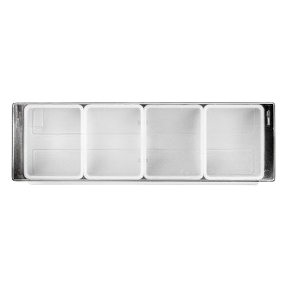 Bar Lux Black Plastic Condiment Caddy - 4 Compartments - 19 1/2" x 6 1/4" x 3 3/4" - 1 count box