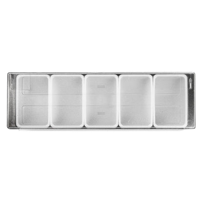 Bar Lux Black Plastic Condiment Caddy - 5 Compartments - 19 1/2" x 6 1/4" x 3 3/4" - 1 count box