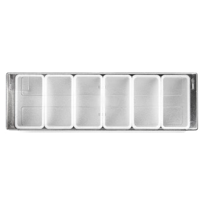 Bar Lux Black Plastic Condiment Caddy - 6 Compartments - 19 1/2" x 6 1/4" x 3 3/4" - 1 count box