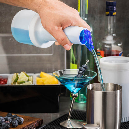 Bar Lux 0.5 qt Plastic Quick Pour Storage Container Bottle - with Blue Spout and Lid - 3 1/2" x 3 1/2" x 10 1/4" - 1 count box