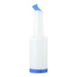 Bar Lux 1 qt Plastic Quick Pour Storage Container Bottle - with Blue Spout and Lid - 3 1/2" x 3 1/2" x 13" - 1 count box