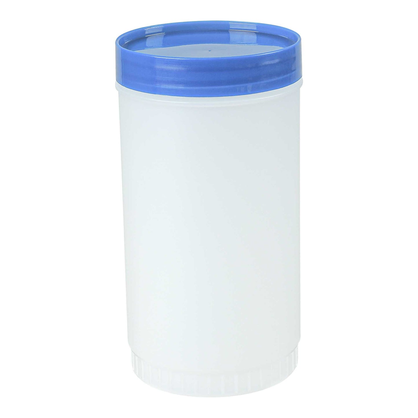 Bar Lux 1 qt Plastic Quick Pour Storage Container Bottle - with Blue Spout and Lid - 3 1/2" x 3 1/2" x 13" - 1 count box