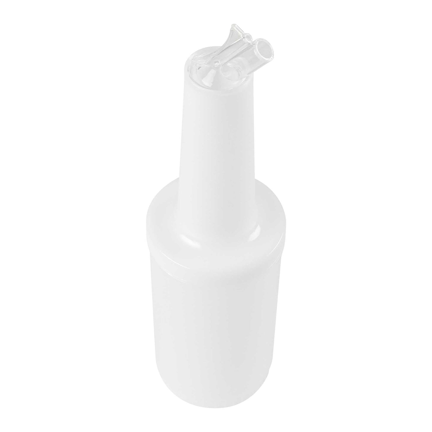 Bar Lux 1 qt Plastic Quick Pour Storage Container Bottle - with Clear Spout and Lid - 3 1/2" x 3 1/2" x 13" - 1 count box