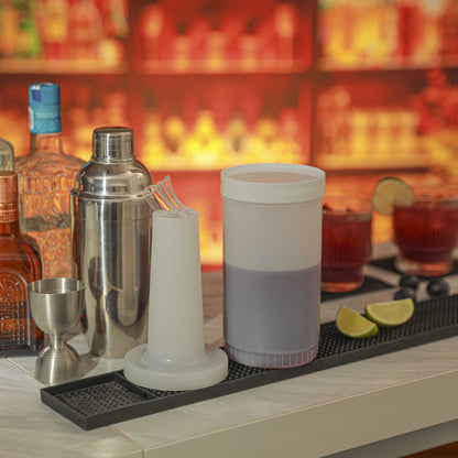 Bar Lux 1 qt Plastic Quick Pour Storage Container Bottle - with Clear Spout and Lid - 3 1/2" x 3 1/2" x 13" - 1 count box