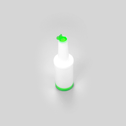 Bar Lux 1 qt Plastic Quick Pour Storage Container Bottle - with Green Spout and Lid - 3 1/2" x 3 1/2" x 13" - 1 count box