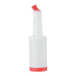 Bar Lux 1 qt Plastic Quick Pour Storage Container Bottle - with Red Spout and Lid - 3 1/2" x 3 1/2" x 13" - 1 count box