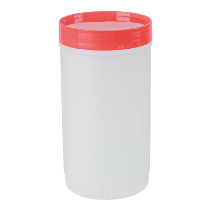 Bar Lux 1 qt Plastic Quick Pour Storage Container Bottle - with Red Spout and Lid - 3 1/2" x 3 1/2" x 13" - 1 count box