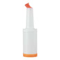 Bar Lux 1 qt Plastic Quick Pour Storage Container Bottle - with Orange Spout and Lid - 3 1/2" x 3 1/2" x 13" - 1 count box