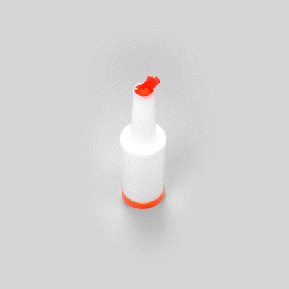 Bar Lux 1 qt Plastic Quick Pour Storage Container Bottle - with Orange Spout and Lid - 3 1/2" x 3 1/2" x 13" - 1 count box