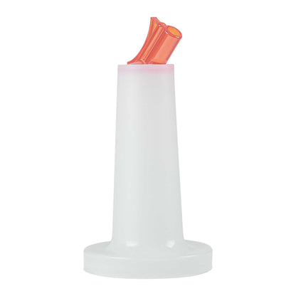 Bar Lux 1 qt Plastic Quick Pour Storage Container Bottle - with Orange Spout and Lid - 3 1/2" x 3 1/2" x 13" - 1 count box