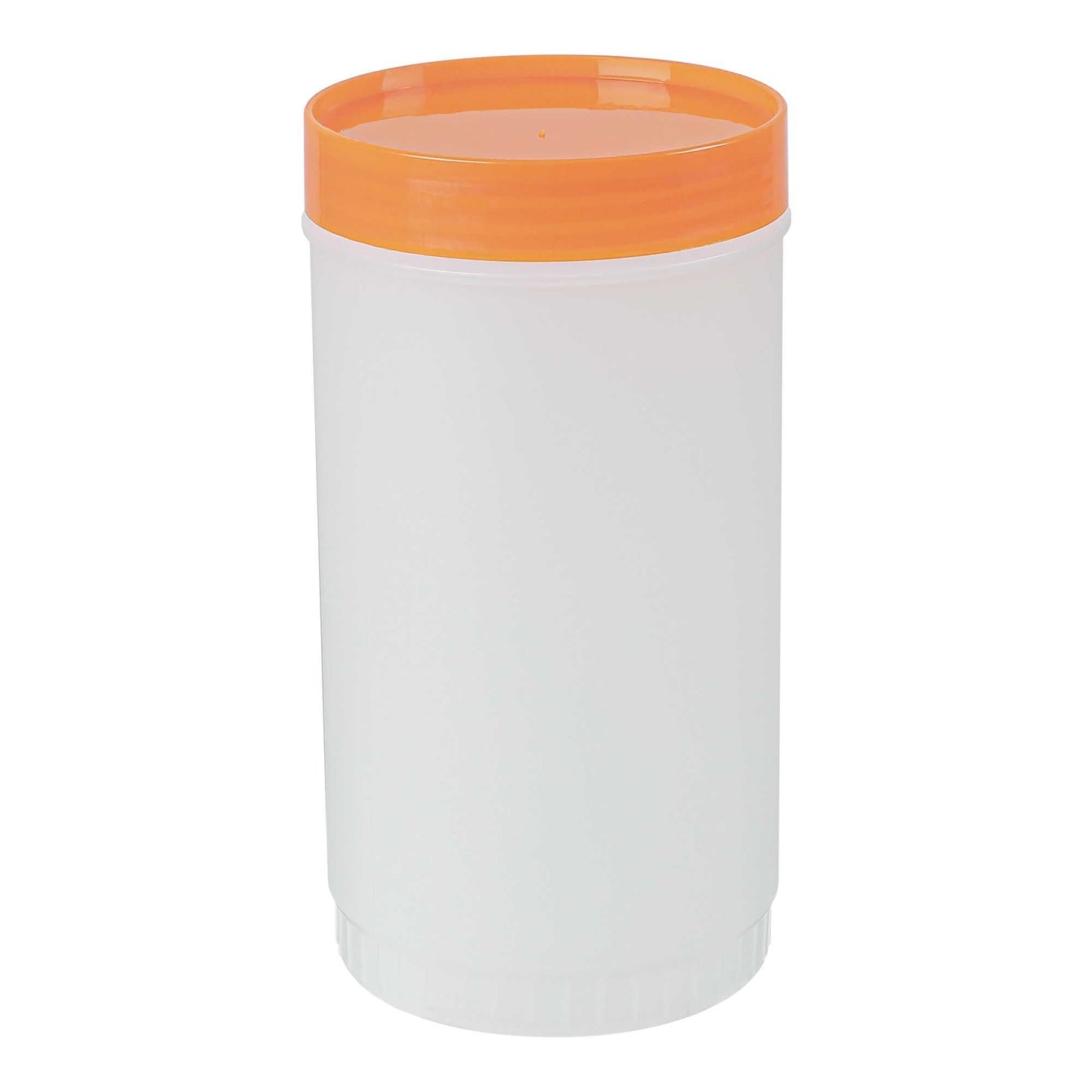 Bar Lux 1 qt Plastic Quick Pour Storage Container Bottle - with Orange Spout and Lid - 3 1/2" x 3 1/2" x 13" - 1 count box