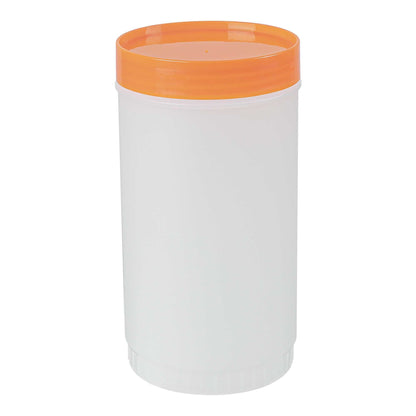 Bar Lux 1 qt Plastic Quick Pour Storage Container Bottle - with Orange Spout and Lid - 3 1/2" x 3 1/2" x 13" - 1 count box