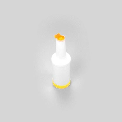 Bar Lux 1 qt Plastic Quick Pour Storage Container Bottle - with Yellow Spout and Lid - 3 1/2" x 3 1/2" x 13" - 1 count box