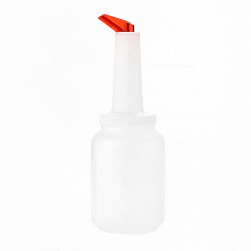 Bar Lux 2 qt Plastic Quick Pour Storage Container Bottle - with Red Spout and Lid - 4 3/4" x 4 3/4" x 13 3/4" - 1 count box