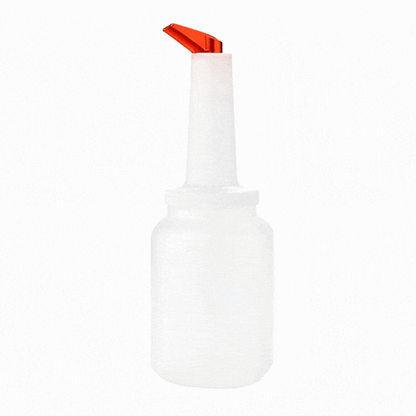 Bar Lux 2 qt Plastic Quick Pour Storage Container Bottle - with Red Spout and Lid - 4 3/4" x 4 3/4" x 13 3/4" - 1 count box