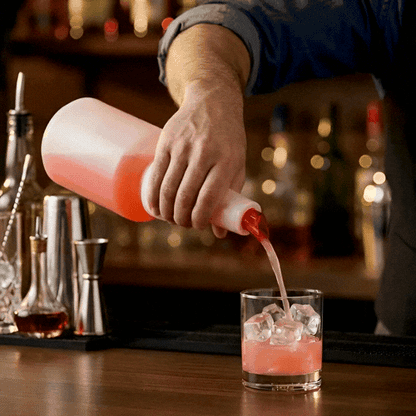 Bar Lux 2 qt Plastic Quick Pour Storage Container Bottle - with Red Spout and Lid - 4 3/4" x 4 3/4" x 13 3/4" - 1 count box