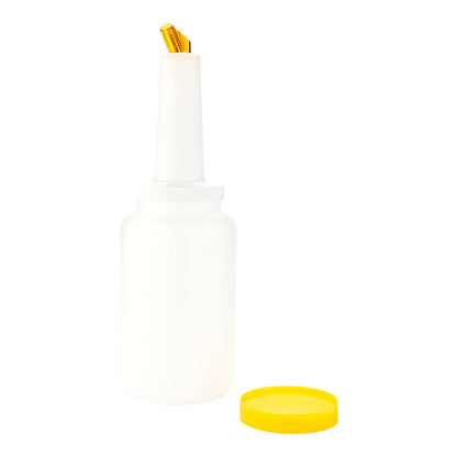 Bar Lux 2.5 qt Plastic Quick Pour Storage Container Bottle - with Yellow Spout and Lid - 5" x 5" x 15" - 1 count box