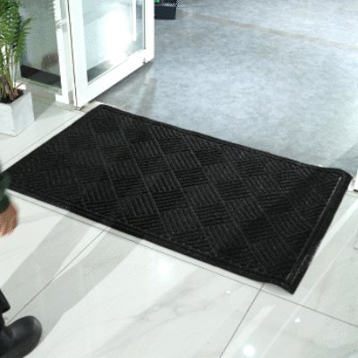 Comfy Feet Black Heavy-Duty Outdoor Floor Mat - Diamond - 60" x 36" - 1 count box