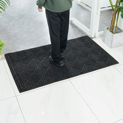 Comfy Feet Black Heavy-Duty Outdoor Floor Mat - Diamond - 60" x 36" - 1 count box