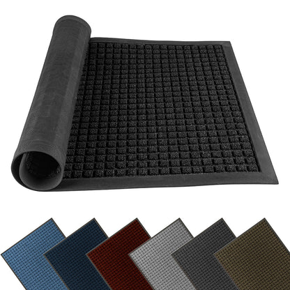 Comfy Feet Black Heavy-Duty Carpet Floor Mat - Waffle - 36" x 24" - 1 count box