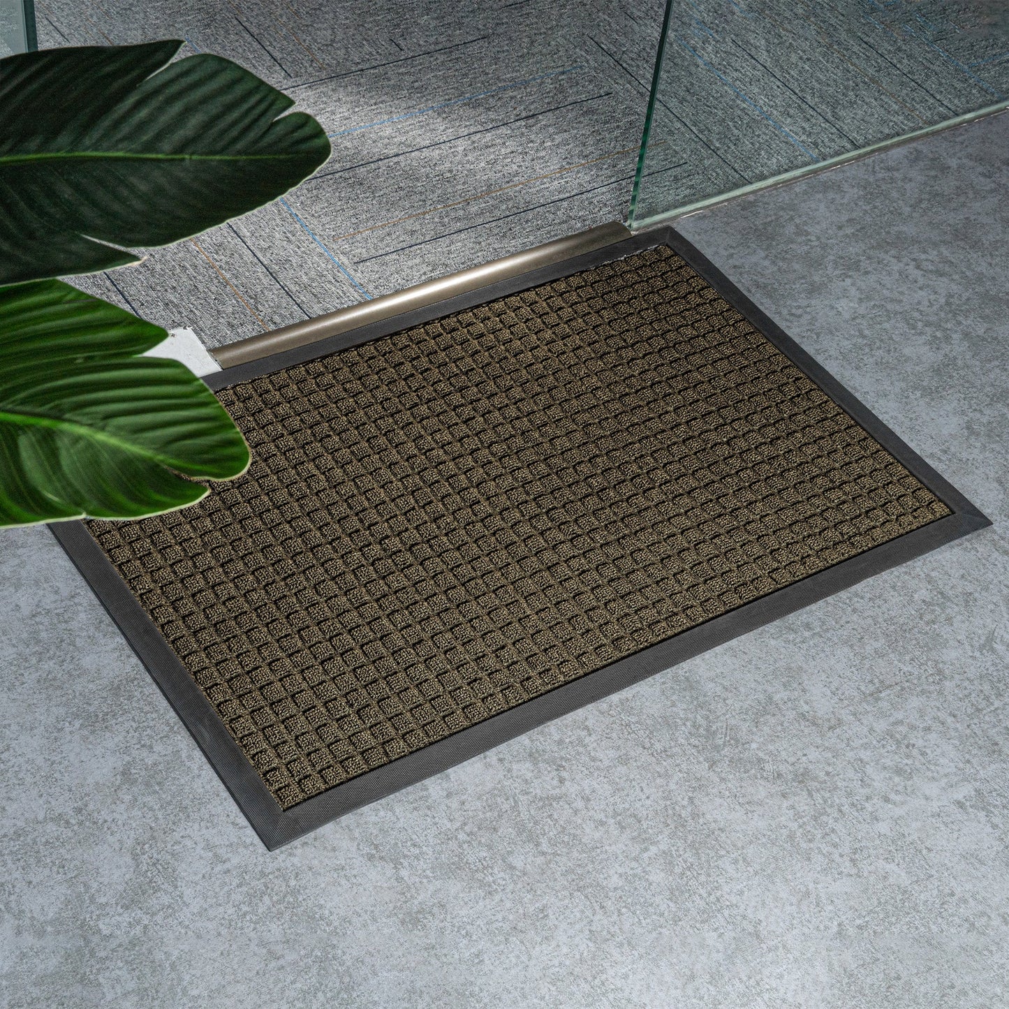Comfy Feet Brown Heavy-Duty Carpet Floor Mat - Waffle - 36" x 24" - 1 count box