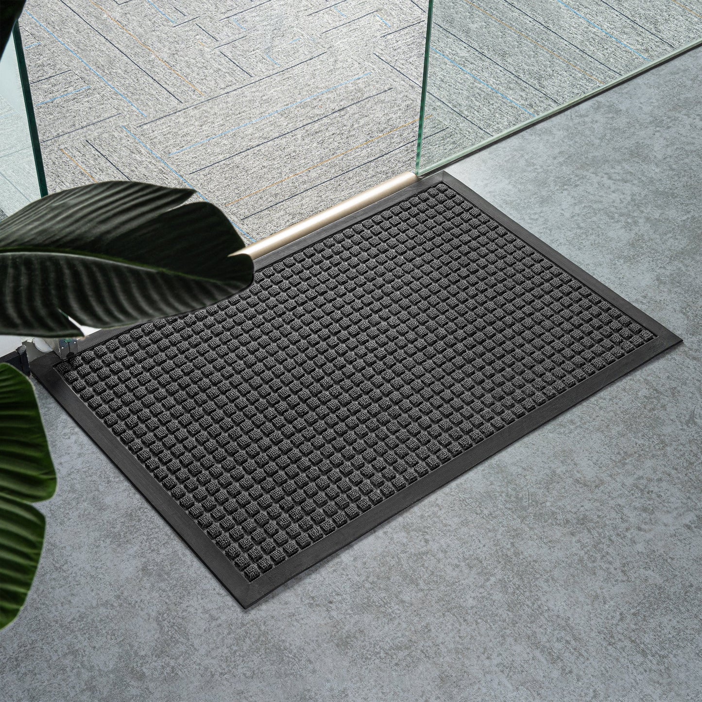 Comfy Feet Dark Gray Heavy-Duty Carpet Floor Mat - Waffle - 36" x 24" - 1 count box