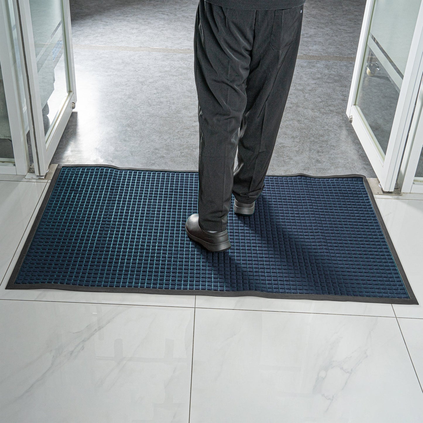 Comfy Feet Blue Heavy-Duty Carpet Floor Mat - Waffle - 60" x 36" - 1 count box
