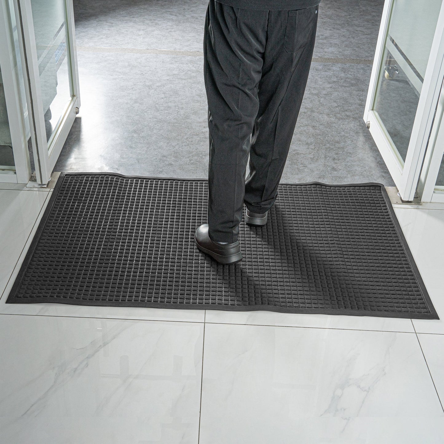 Comfy Feet Dark Gray Heavy-Duty Carpet Floor Mat - Waffle - 60" x 36" - 1 count box