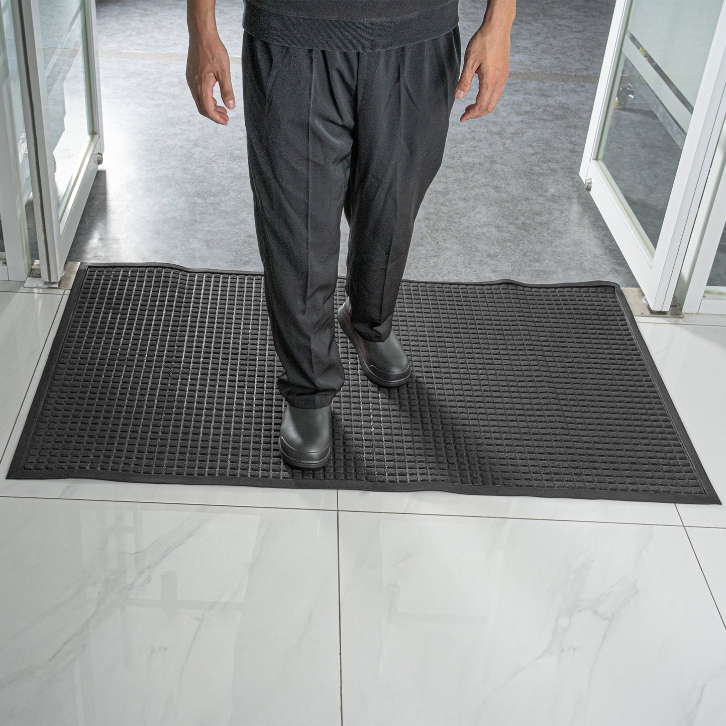 Comfy Feet Dark Gray Heavy-Duty Carpet Floor Mat - Waffle - 60" x 36" - 1 count box