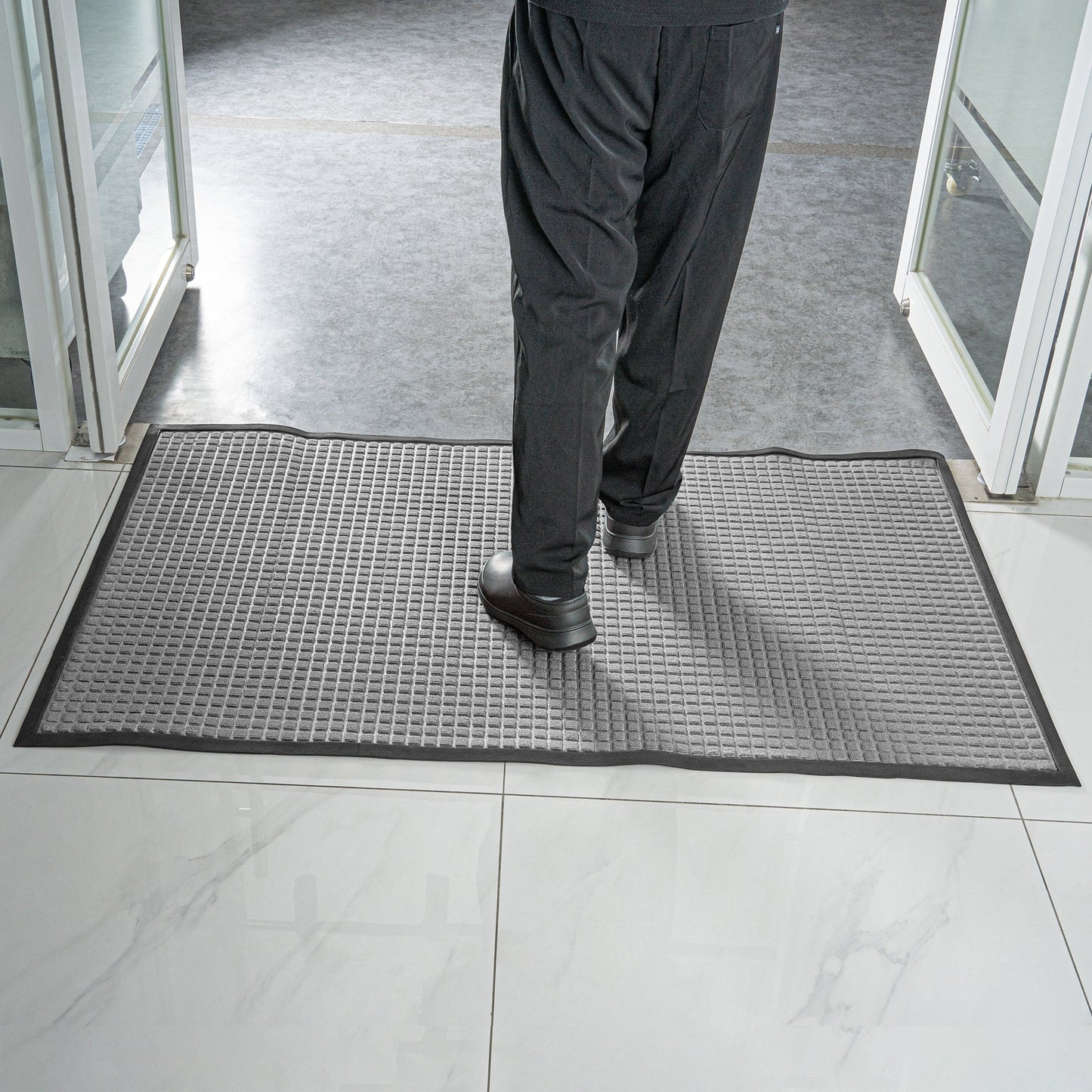 Comfy Feet Gray Heavy-Duty Carpet Floor Mat - Waffle - 60" x 36" - 1 count box