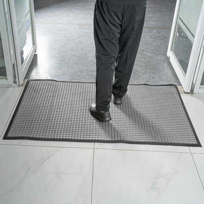 Comfy Feet Gray Heavy-Duty Carpet Floor Mat - Waffle - 60" x 36" - 1 count box