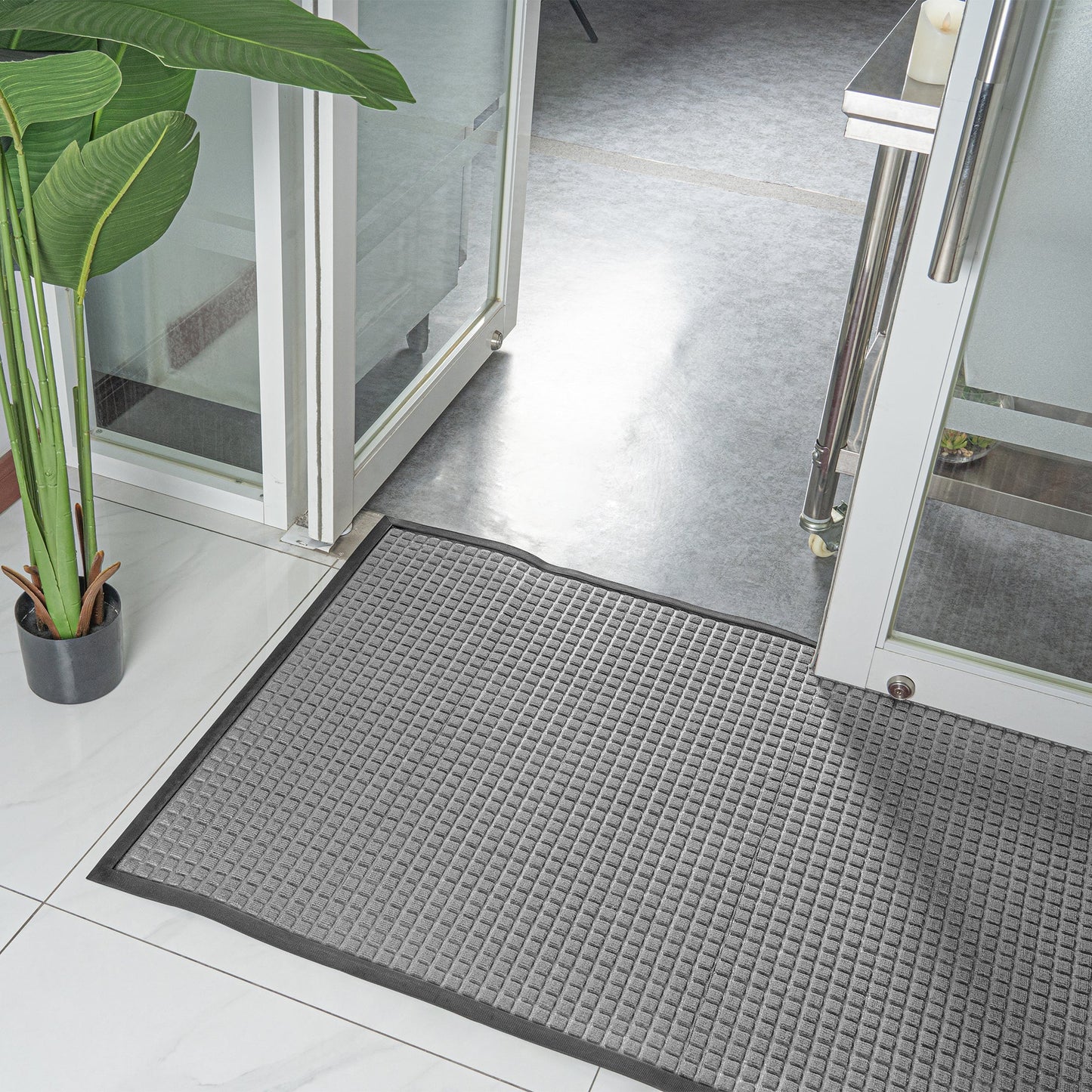 Comfy Feet Gray Heavy-Duty Carpet Floor Mat - Waffle - 60" x 36" - 1 count box
