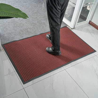 Comfy Feet Burgundy Heavy-Duty Carpet Floor Mat - Waffle - 60" x 36" - 1 count box