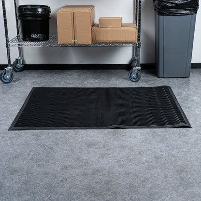 Comfy Feet Black Rubber Floor Mat - Non-Slip - 48" x 36" - 1 count box