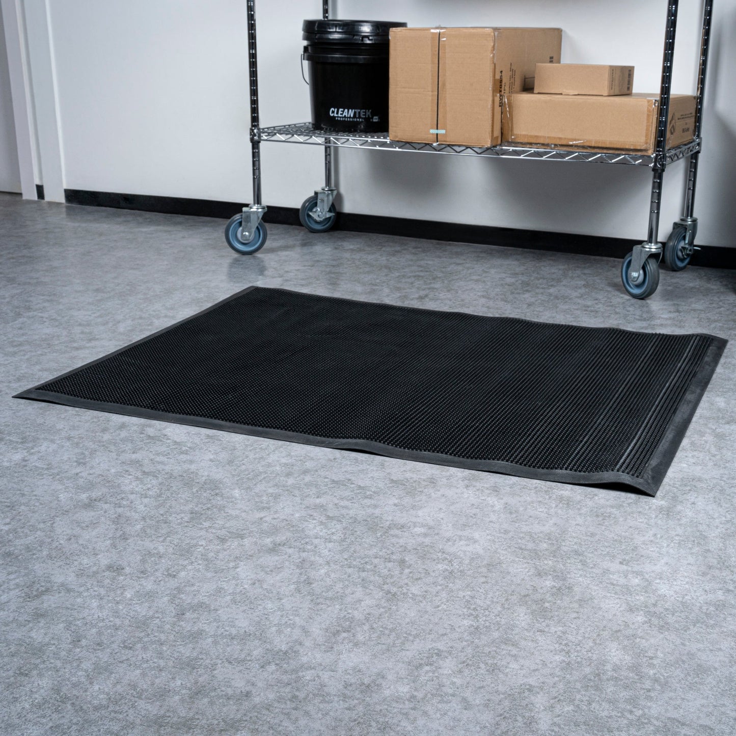Comfy Feet Black Rubber Floor Mat - Non-Slip - 48" x 36" - 1 count box