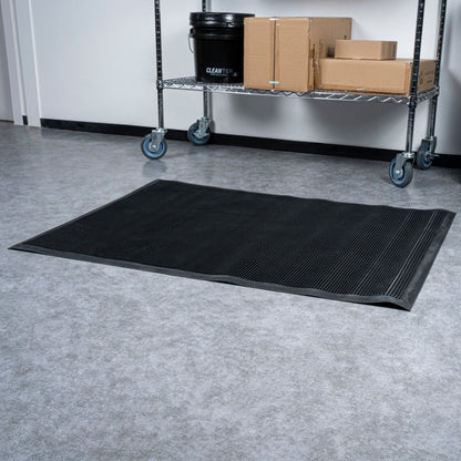 Comfy Feet Black Rubber Floor Mat - Non-Slip - 48" x 36" - 1 count box
