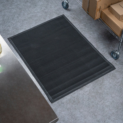 Comfy Feet Black Rubber Floor Mat - Non-Slip - 48" x 36" - 1 count box