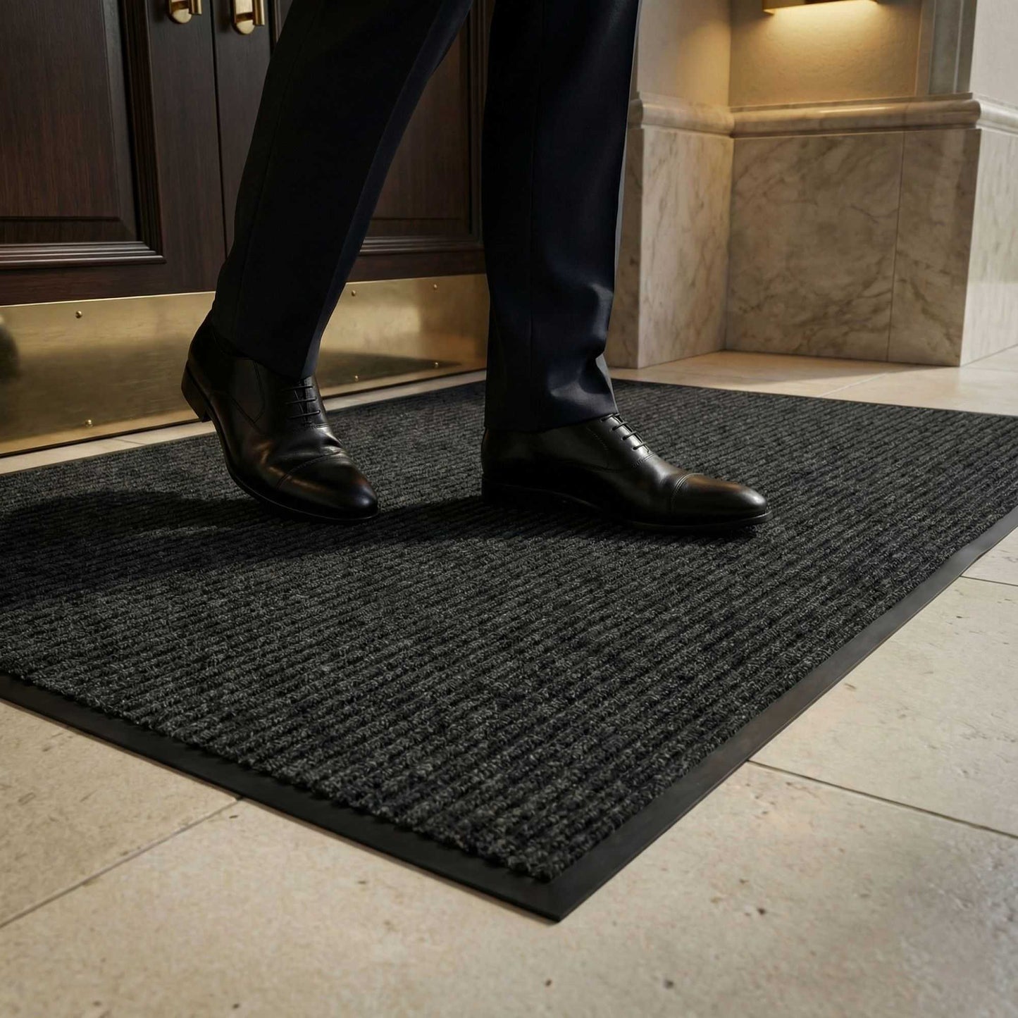 Comfy Feet Black Carpet Floor Mat - Ribbed - 60" x 36" - 1 count box